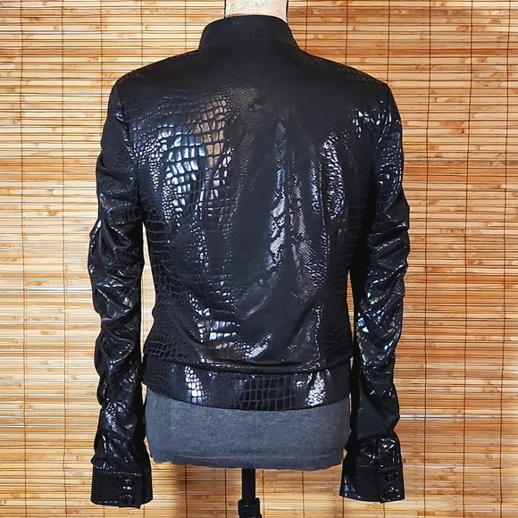 Ruched Sleeve Stretch Track Jacket - Picture 4 of 11